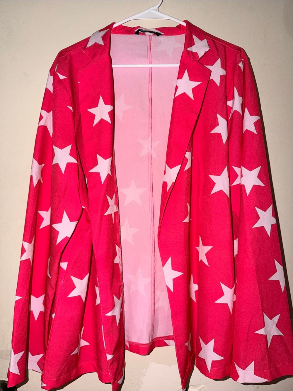 SHEIN Hot Pink Star-Print Blazer